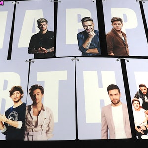 One Direction Happy Birthday Banner [1D, Harry Styles, Niall Horan, Birthday Decorations, Birthday Decor, Birthday Party, Halloween]