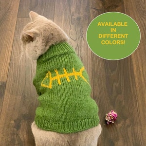 Fiskskelett, tryckt katt- eller hundtröja, sphynxtröja, katttröja, hundtröja, hundkläder i ull, kattkläder i ull