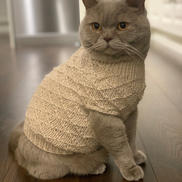 Alpaca Diamond stitch cat or dog sweater,Cat clothes,Dog clothes,,  Sphynx cat sweater, cat clothing ,Devon rex , Hairless cat , dog sweater