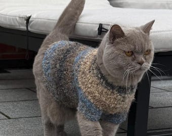Boucle handgestrickte Katzenpullover, Hundepullover, Katzenkleidung, Hundebekleidung
