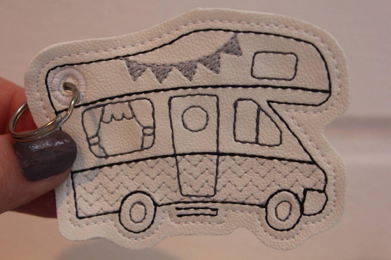 Embroidered keychain in motorhome shape made of artificial Etsy