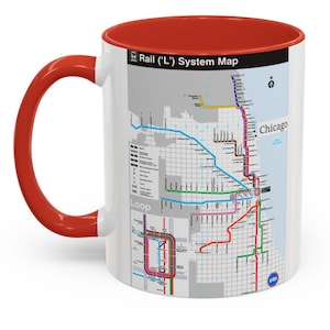 Chicago Train Map Mug Chicago Train Coffee Mug CTA Mug CTA Map Mug CTA Rail System Mug Chicago Mug Chicago Loop Mug