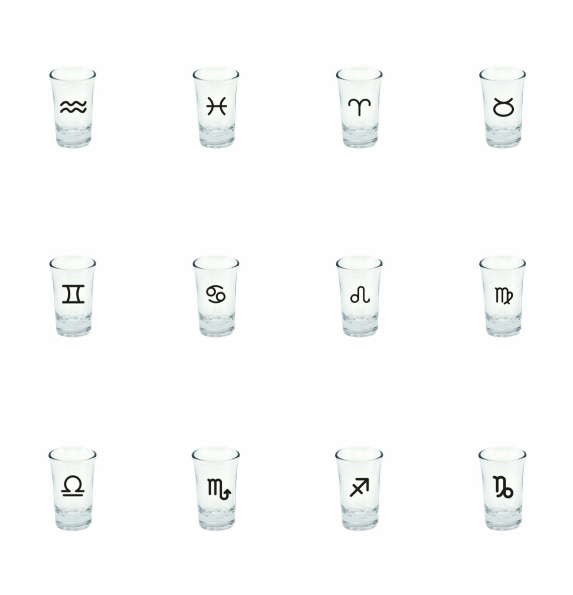 Zodiac Shot Glasses Astrology Birthday Shot Glass Etsy