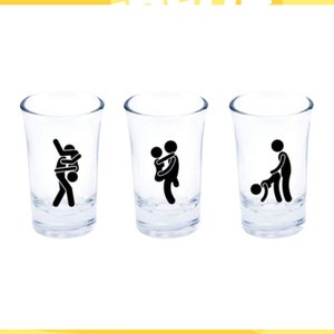Funny Adult Shot Glass Set – Stick Figure Sex Positions – Bachelor Party Favors, Bachelorette Drinking Gifts, Naughty Gag Gift