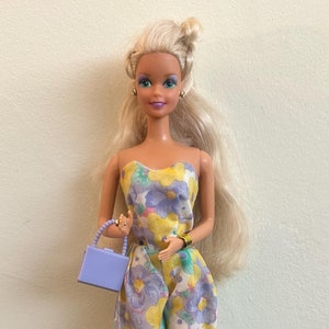 Vintage 90s Barbie Doll with Floral Jumpsuit - A Stunning Collectible