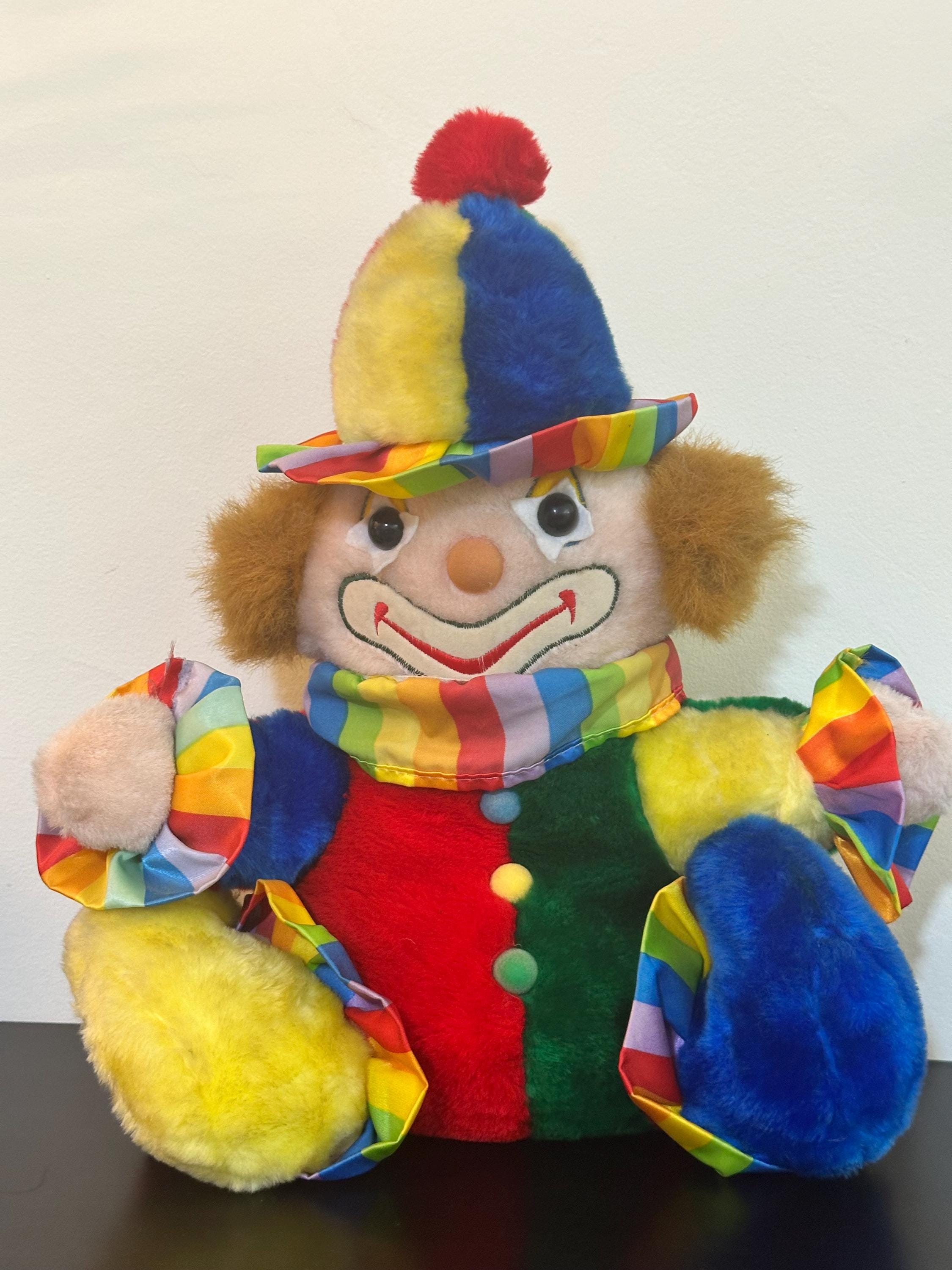 Vintage 80s Colourful Circus Clown Plush by Cuddle Wit - Working