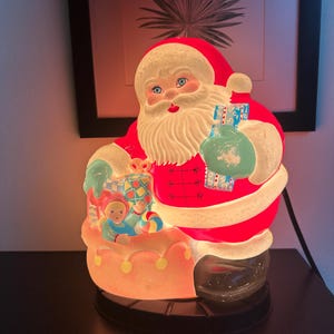 Vintage Santa Christmas Ornament With Gift Bag Light | Lida Greece