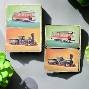 Carte da gioco Vintage Congress – Bridge, Canasta, Double Deck – Design di locomotive e tram