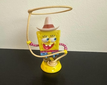 Figura vintage de Bob Esponja vaquero con lazo – Mini juguete coleccionable de dibujos animados