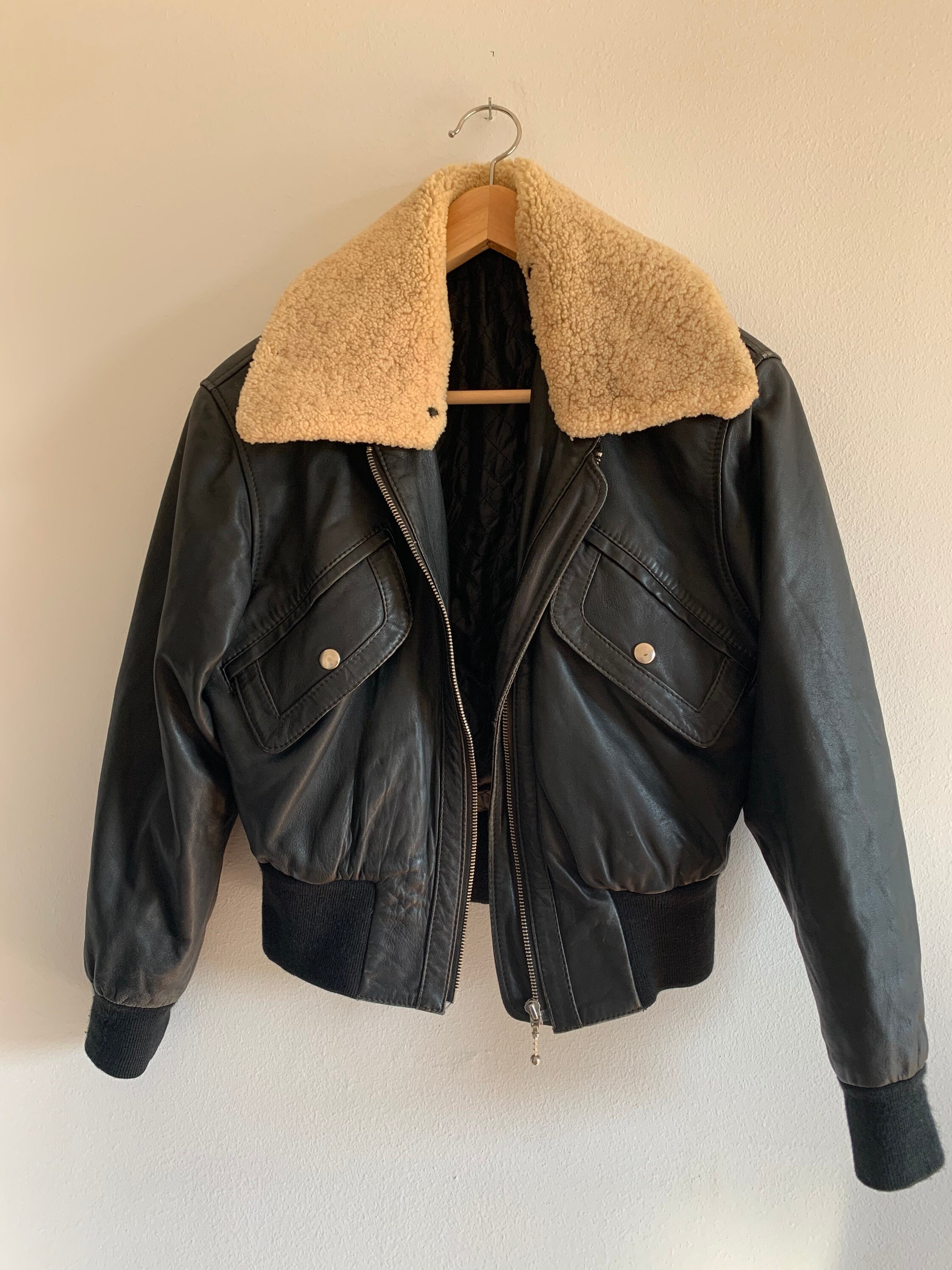 90’s Fur Trim Leather Jacket