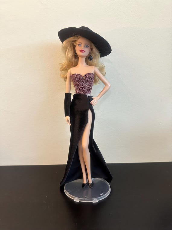 barbie black glitter dress Barbie Black Satin Puff Sleeve Party Dress BAF236 – Tiny Girl main image 0