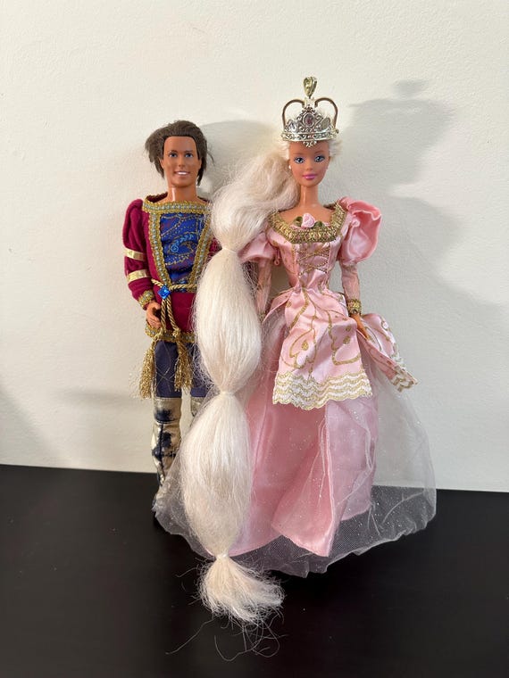 Vintage 1997 Barbie Rapunzel Princess Doll & Prince Ken Set