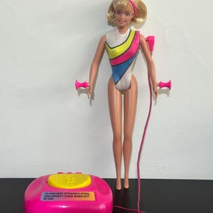 Vintage 1999 Barbie Super Gymnast Doll with Remote – Works – No Bars Included