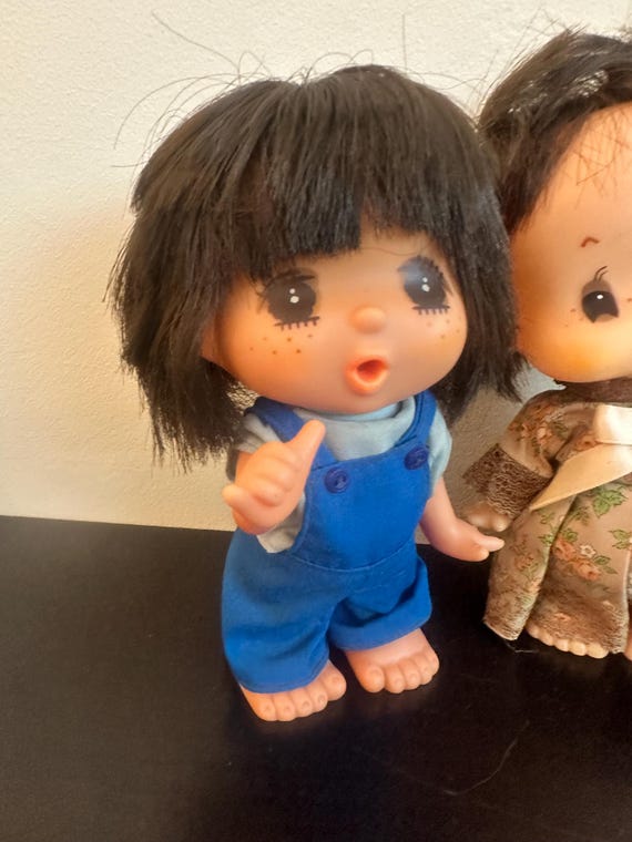 ヴィンテージのかわいい日本の人形3体セット - そばかすのあるブル