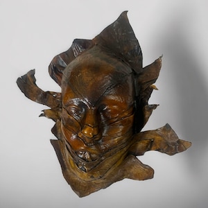 Handmade Leather Mask - Vintage Female Face Design - Collectible Wall Hanging Décor