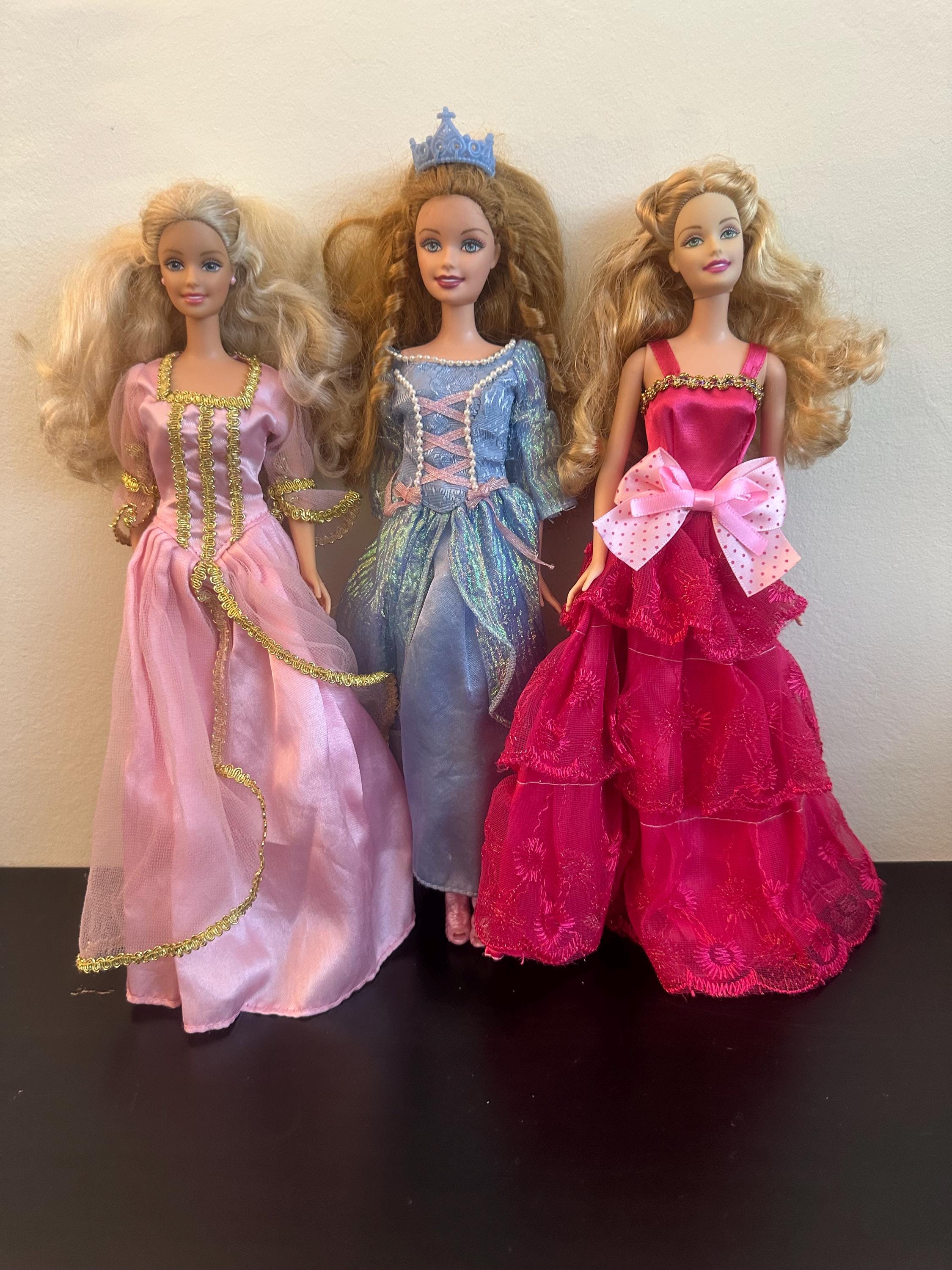 Conjunto de muñecas Barbie Princesas Vintage: vestidos rosa