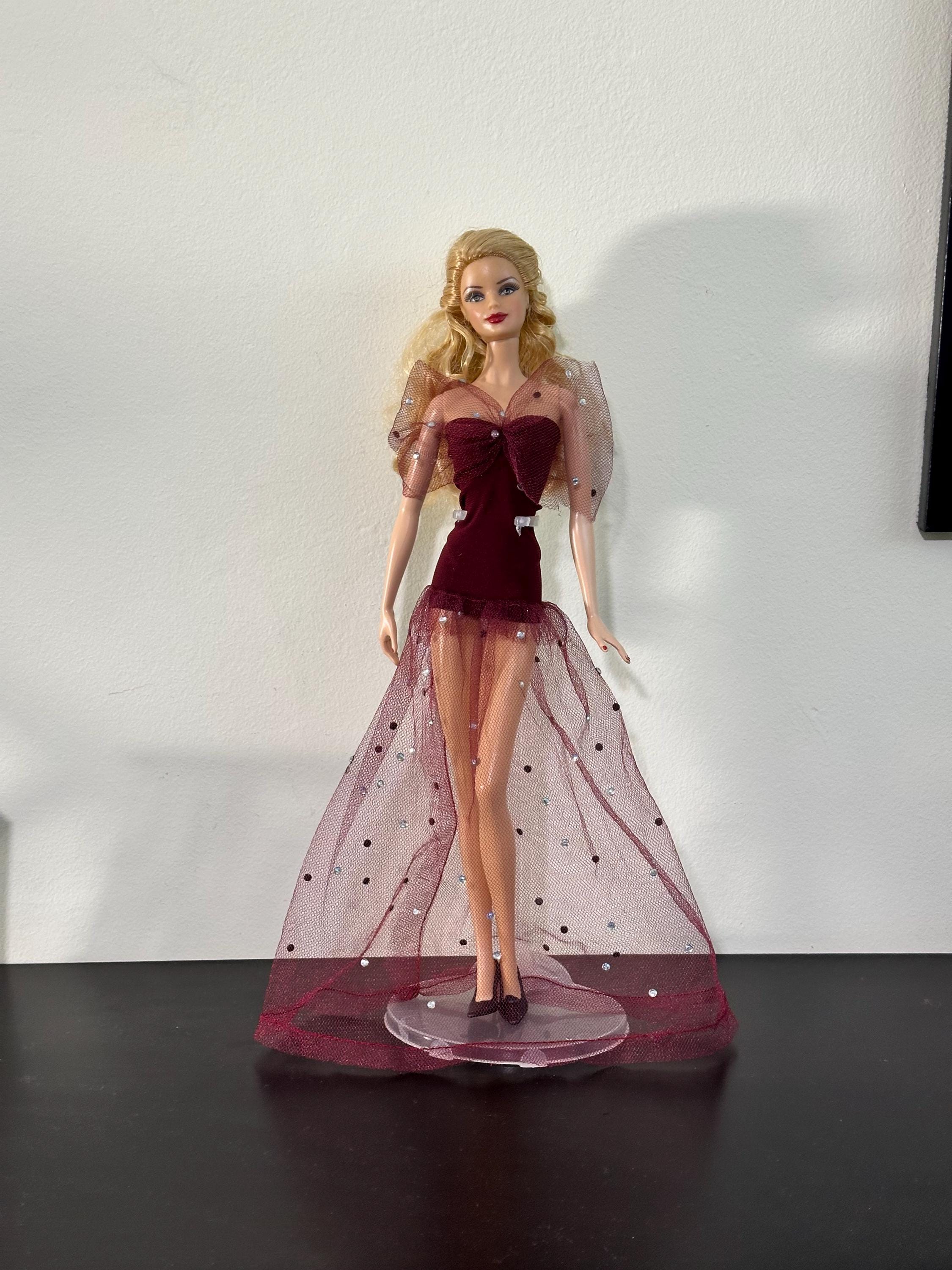 バービーミューズドール カスタムハンドメイド バーガンディドレス 