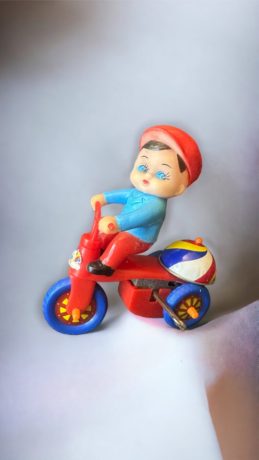 Charming Vintage Windup Boy on Trike Toy With Bell Ringing Etsy