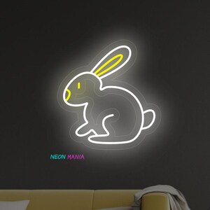 Bunny neon sign, rabbit neon light, cute bunny led light, custom animal pet led sign