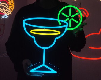 Cocktail Margarita neon sign, bar neon light, party led sign, liquor led light