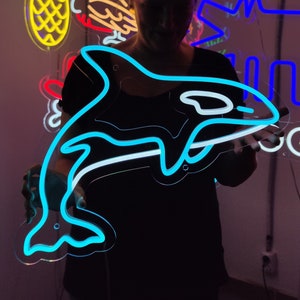 クジラのネオンサイン、海の生き物のLEDネオン、カスタムクジラLED