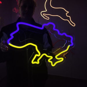 Mapa de Ucrania, letrero de neón, país de Europa del Este, neón led, decoración de pared personalizada de Ucrania, luz led para decoración del hogar