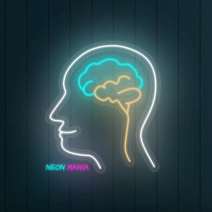 Head With Brain Neon Sign, Human Head With Brain Led Sign, Human Organ ...
