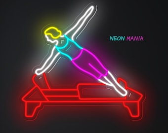 Letrero de neón LED personalizado para estudio de Pilates Reformer. Decoración para estudio de Pilates.