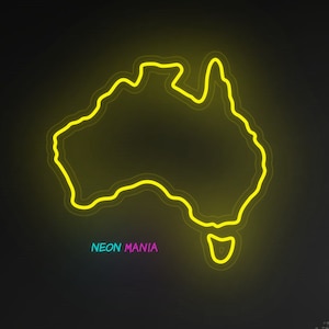 Australien Karte Leuchtreklame. Continent Australia Led Neon, benutzerdefiniertes Land Australien Wanddekor LED-Licht für Wohnkultur