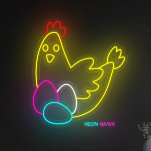 Chicken neon sign, Easter egg neon light, Easter decor led light, custom Easter chicken led sign