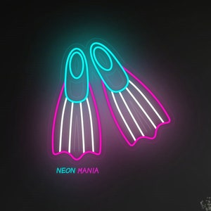 Swimming Flippers Neon Sign: Light Up Your Beach. Diving Short Fins Led Neon