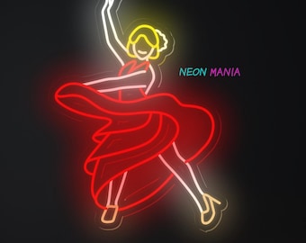 Flamenco LED Neon Sign - Vibrant Dance Art for Home Decor and