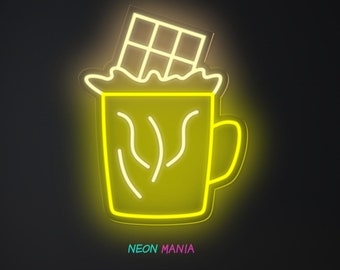Hot Сhocolate Led  Neon Sign. LED Decor Cocoa Drink. LED Decor for Bar. Drink with Сhocolate Sign