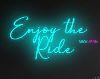 Enjoy the Ride Neon Sign: Room Decor for Cyclists, custom sign for Sport Club