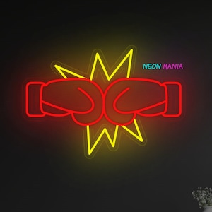 Boxing Neon Sign: Light Up Your Boxing Club. Boxing Gloves Led Neon. Gym Led Decor