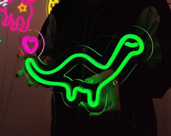 Dinosaur neon sign, custom nursery decor, wall decor led light up for Zoo Park Kids Bedroom, Kids room decor
