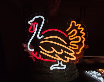 Turkey neon sign, Thanksgiving day led light sign, turkey neon light, custom sign for Thanksgiving day, custom animal, bird sign