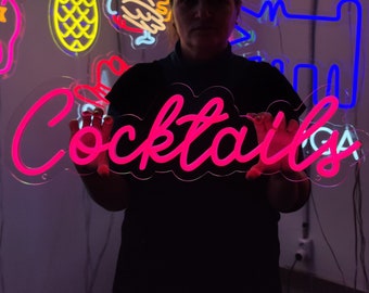 Cocktails Leuchtreklame, Cocktailbar LED Neon, Bar Decor LED-Leuchten, benutzerdefinierte Bardekorationen Lichtschild