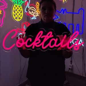 Cocktails neon sign, cocktail bar led neon, Bar Decor led lights, custom Bar Decorations light sign