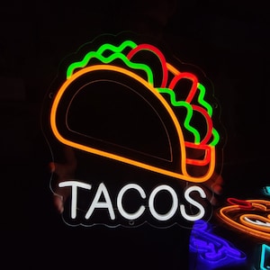 Neonreclame taco&#39;s, led-verlichting taco&#39;s, neonverlichting Mexicaans eten, led-bord streetfood