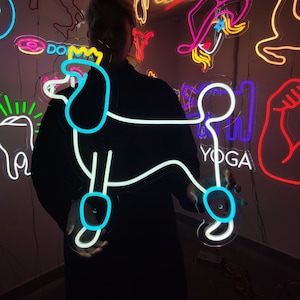 Poodle neon sign, dog led sign, pet shop decor led light, custom gift for pet lover, poodle wall decor