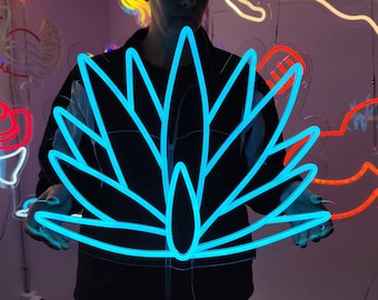 Blue agave neon sign, agave tequilana led light, tequila agave light sign, agave plant neon light, agave neon sign