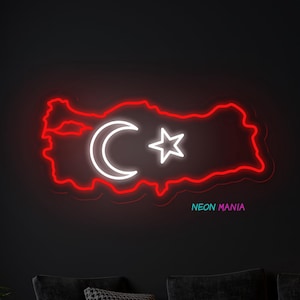 Türkei Map Leuchtreklame. Republik Türkiye Led Neon. Einzigartige Dekoration für Zuhause und im Geschäft. Truthahn-Wand-Dekor
