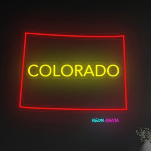 Signo de neón del mapa de Colorado, neón LED del estado de los Estados Unidos de América, decoración de la pared del estado de EE. UU., luz LED personalizada de Colorado