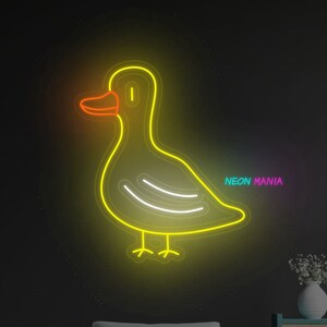 Duck neon sign, animal light sign, kids room decor, custom cute present neon light