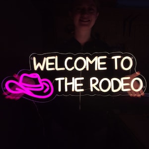 Welcome to the rodeo neon sign, rodeo led sign, western decor neon light, cowboy party decor led light, cowboy hat sign