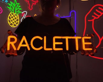 Raclette neon sign, cheese led sign, Swiss cuisine led light, custom dish neon light, neon food sign, restaurant decor