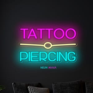 Neon Tattoo and Piercing Salon Led Sign. LED Tattoo and Piercing Studio Decor. Tattoo Led Neon. Piercing Wall Sign