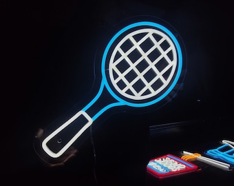 Tennis racket neon sign, badminton racket led neon light, custom sport led sign, badminton club sign, tennis club neon