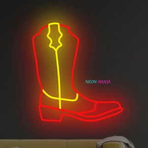 Cowboy boot neon sign, cowboy shoe led sign, western neon light, custom wall cowboy decor led light image 3